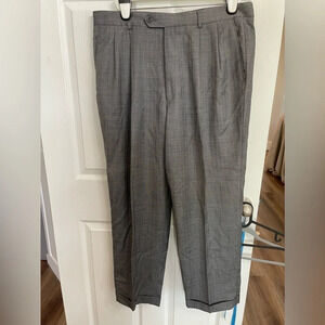 T. Harris London Men’s 38x30Houndstooth Dress Pants 100% Wool Gray Blue Plaid